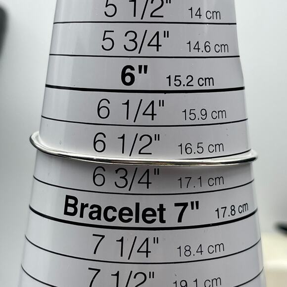 Sterling Silver 925 & 14K Heart Hook Bangle Bracelet Size 6.5" Dainty Minimalist - Picture 4 of 8